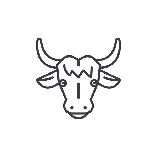 Cow head vector line icon, sign, illustration on background, editable strokes — Stock Vector