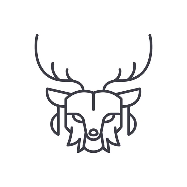 Deer head vector line icon, sign, illustration on background, editable strokes — Stock Vector