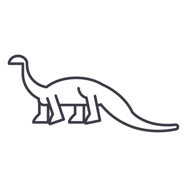 Diplodocus vector línea icono, signo, Ilustración de fondo, trazos editables — Vector de stock