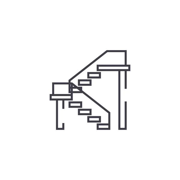 Escada dupla ícone de linha vetorial, sinal, ilustração em segundo plano, traços editáveis — Vetor de Stock