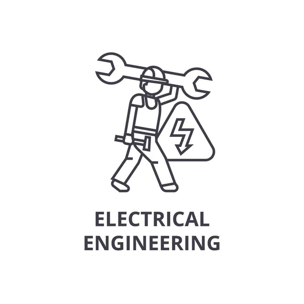 Icona della linea vettoriale di ingegneria elettrica, segno, illustrazione sullo sfondo, tratti modificabili — Vettoriale Stock
