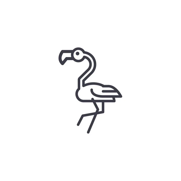 Flamingo wektor głowa linii ikona, znak, ilustracja na tle, edytowalne obrysy — Wektor stockowy