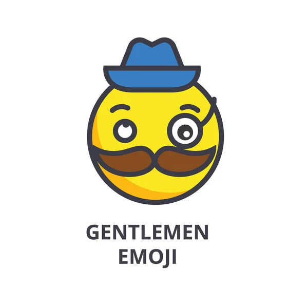 先生们 emoji 表情矢量线图标, 符号, 背景插图, 可编辑笔画 — 图库矢量图片