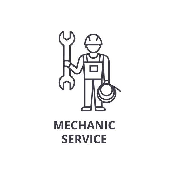 Mekanisk service vektor ikon, tecken, illustration på bakgrund, redigerbara stroke — Stock vektor