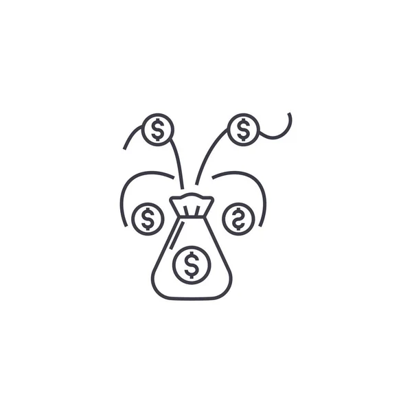 Árbol de dinero vector línea icono, signo, ilustración en el fondo, movimientos editables — Vector de stock