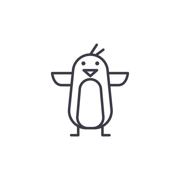 Ikona čáry vektorové baby tučňáka, znamení, obrázek na pozadí, upravitelné tahy — Stockový vektor