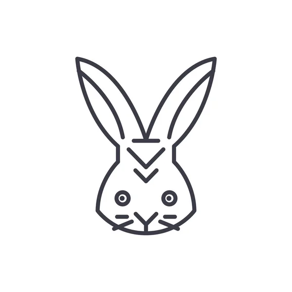 Rabbit head vector line icon, sign, illustration on background, editable strokes — Stock Vector