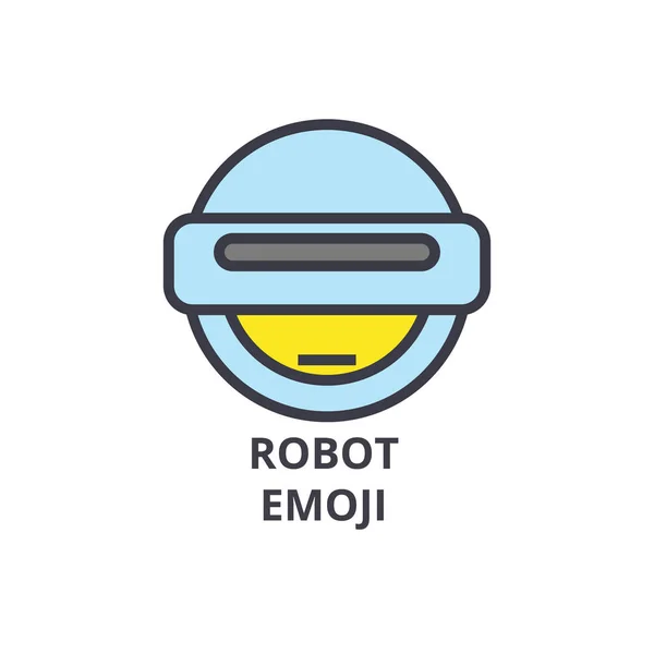 Robot emoji vecteur ligne icône, signe, illustration en arrière-plan, touches modifiables — Image vectorielle