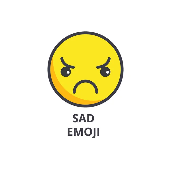 Triste emoji vector línea icono, signo, ilustración en el fondo, movimientos editables — Vector de stock