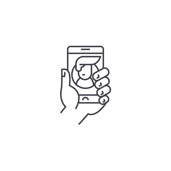 Sosyal mobil şebeke vektör satırı simgesi, işaret, resimde arka planda, düzenlenebilir vuruş — Stok Vektör
