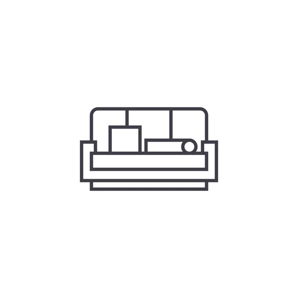 Sofa-Vektor-Liniensymbol, Zeichen, Abbildung im Hintergrund, editierbare Striche — Stockvektor