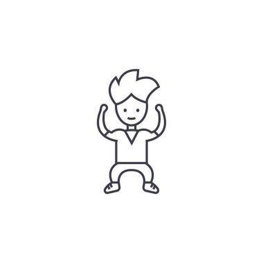 güçlü çocuk vektör satırı simgesi, işaret, resimde arka planda, düzenlenebilir vuruş