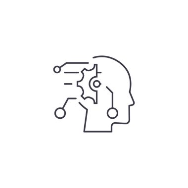 Teknik zihin vektör satırı simgesi, işaret, resimde arka planda, düzenlenebilir vuruş