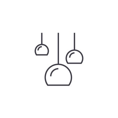 Üç tavan lambaları satırı simgesi, işaret, arka planda, düzenlenebilir vuruş illüstrasyon vektör