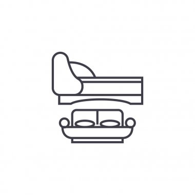 iki adet Çift Kişilik Yataklı satırı simgesi, işaret, arka planda, düzenlenebilir vuruş illüstrasyon vektör