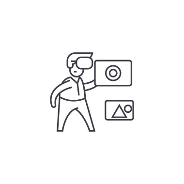 Sanal Yardımcısı vektör satırı simgesi, işaret, resimde arka planda, düzenlenebilir vuruş