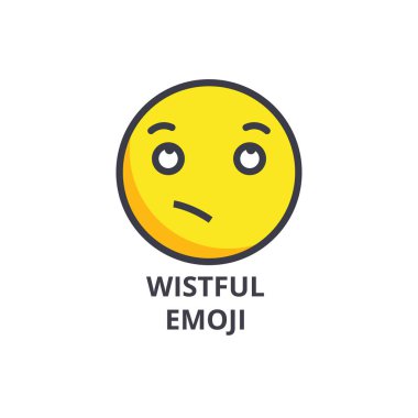 dalgın emoji vektör satırı simgesi, işaret, resimde arka planda, düzenlenebilir vuruş