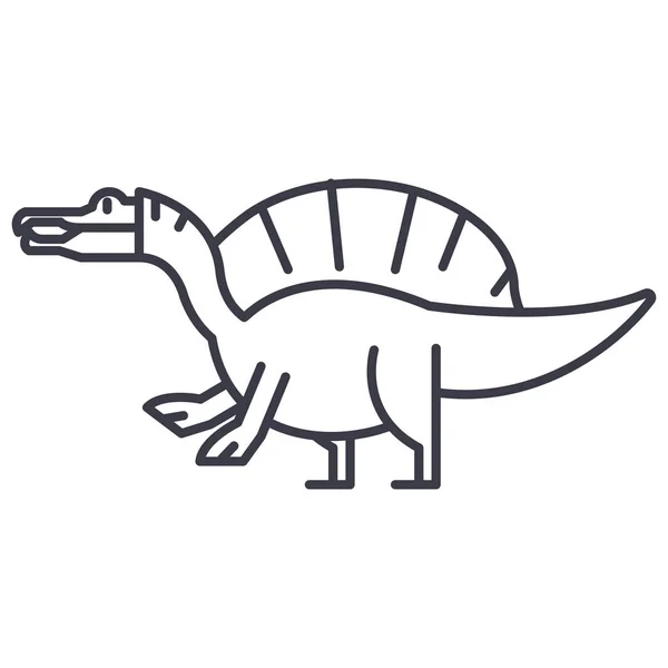 Spinosaurus vector lijn pictogram, teken, afbeelding op de achtergrond, bewerkbare lijnen — Stockvector