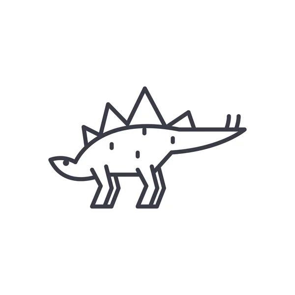 Stegosaurus vector lijn pictogram, teken, afbeelding op de achtergrond, bewerkbare lijnen — Stockvector