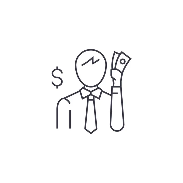 Gondolkodtam pénz vektor line ikon, megjelölés, illusztráció, a háttér, szerkeszthető stroke — Stock Vector