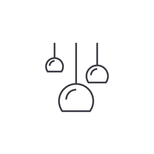 Drei Deckenlampen Vektorlinie Symbol, Zeichen, Illustration auf dem Hintergrund, editierbare Striche — Stockvektor