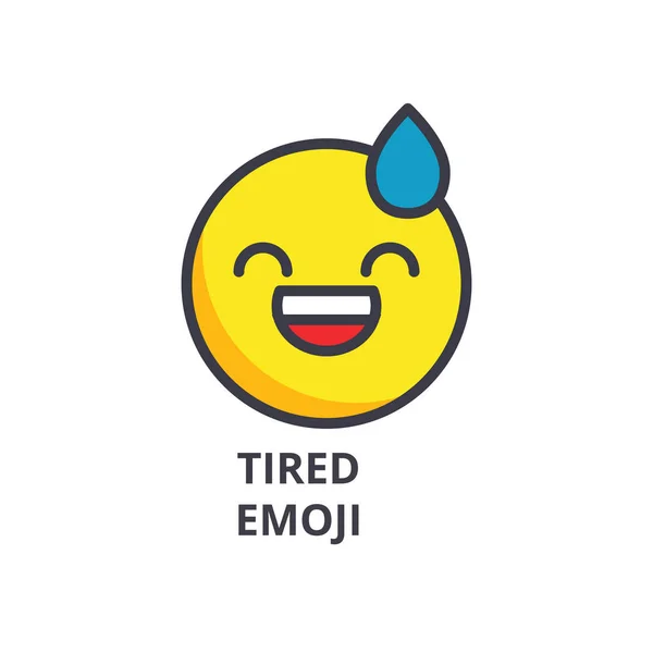 Müde Emoji-Vektorzeilen-Symbol, Zeichen, Illustration im Hintergrund, editierbare Striche — Stockvektor