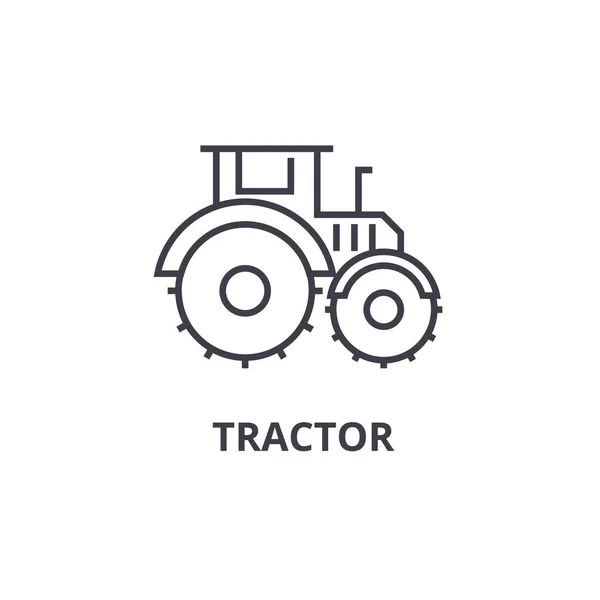Traktorvektorzeilensymbol, Schild, Abbildung im Hintergrund, editierbare Striche — Stockvektor