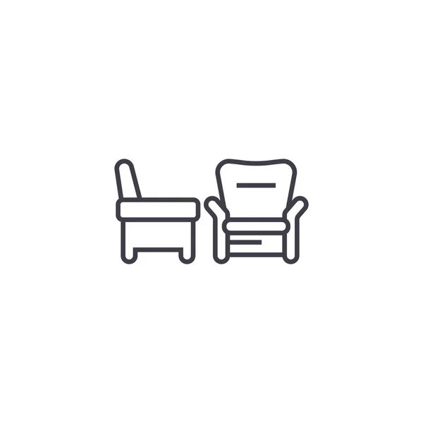 Dos sillones vector línea icono, signo, ilustración en el fondo, movimientos editables — Vector de stock