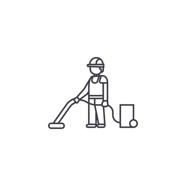 Vacío casa limpieza vector línea icono, signo, ilustración sobre el fondo, movimientos editables — Vector de stock