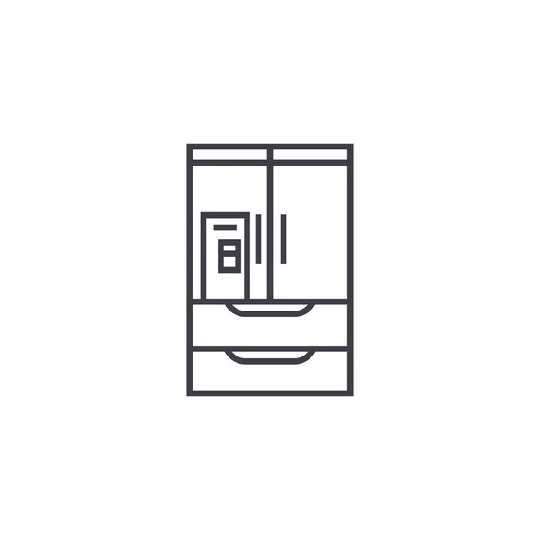 Armario armario vector línea icono, signo, ilustración en el fondo, movimientos editables — Vector de stock