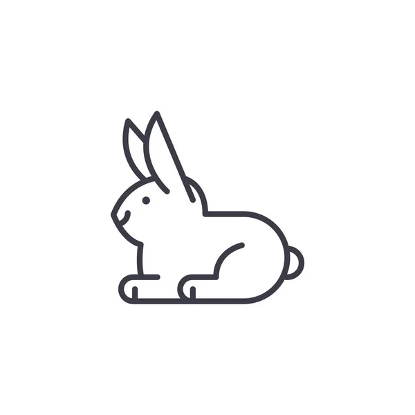 Blanco conejo vector línea icono, signo, ilustración en el fondo, movimientos editables — Vector de stock