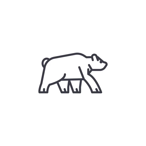 Salvaje oso vector línea icono, signo, ilustración en el fondo, movimientos editables — Vector de stock