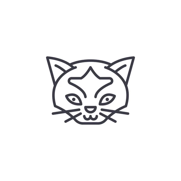 Gato salvaje cabeza vector línea icono, signo, ilustración en el fondo, movimientos editables — Vector de stock
