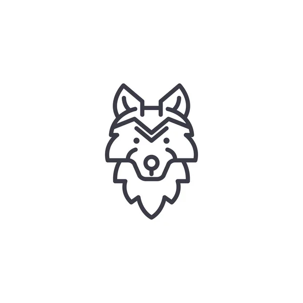 Loup tête vecteur ligne icône, signe, illustration en arrière-plan, touches modifiables — Image vectorielle