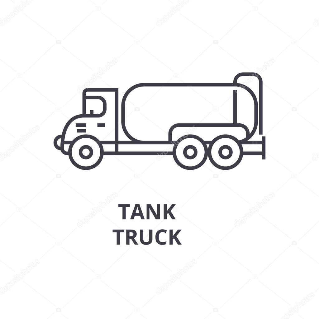 tank truck vector line icon, sign, illustration on background, editable strokes