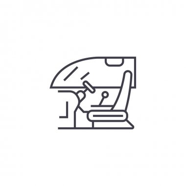 sürücü kabini vektör satırı simgesi, işaret, resimde arka planda, düzenlenebilir vuruş