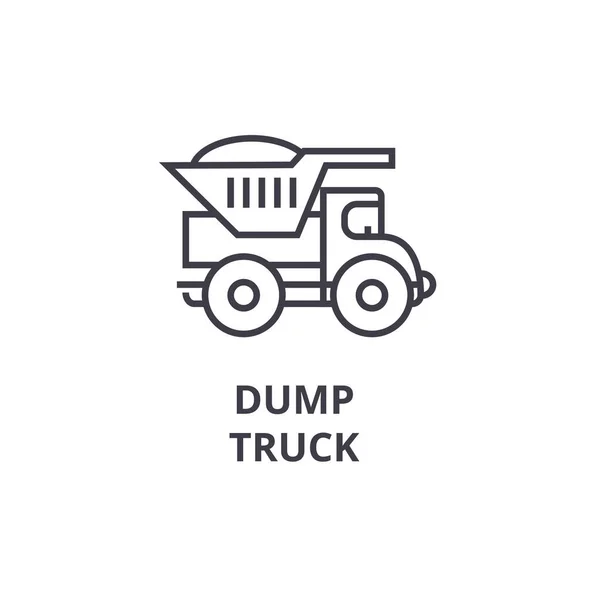 ダンプ トラック ベクトル線アイコン、記号、背景、編集可能なストロークの図 — ストックベクタ