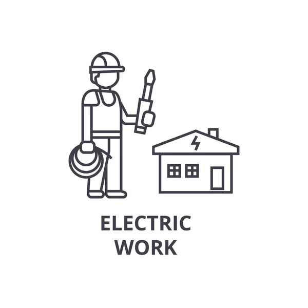 Icona della linea vettoriale del lavoro elettrico, segno, illustrazione sullo sfondo, tratti modificabili — Vettoriale Stock