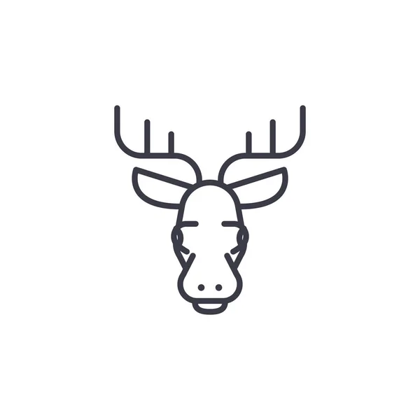 Elk head vector line icon, sign, illustration on background, editable strokes — Stock Vector