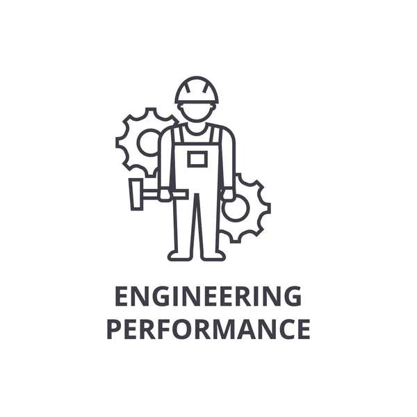 エンジニア リング パフォーマンス ベクトル線アイコン、記号、背景、編集可能なストロークの図 — ストックベクタ