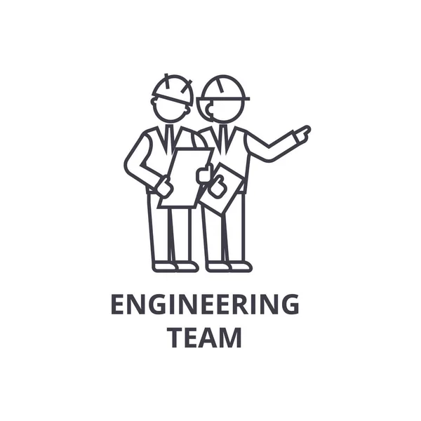 Engineering Team Vektor Line Icon, Zeichen, Illustration auf dem Hintergrund, editierbare Striche — Stockvektor