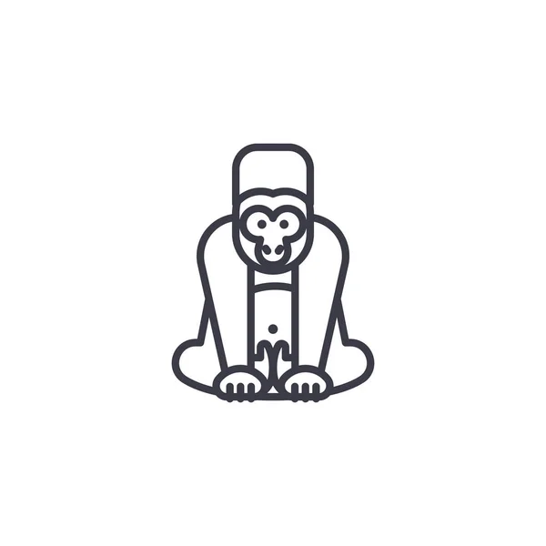 Gorilla vector lijn pictogram, teken, afbeelding op de achtergrond, bewerkbare lijnen — Stockvector