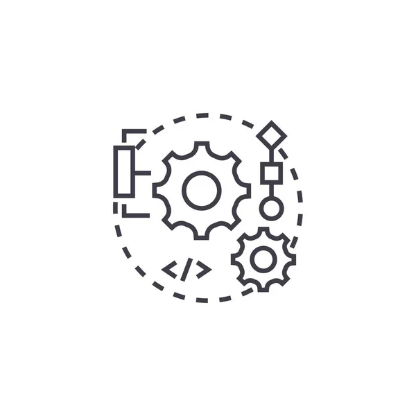 Icono de línea de vector de integración, signo, ilustración sobre fondo, trazos editables — Vector de stock