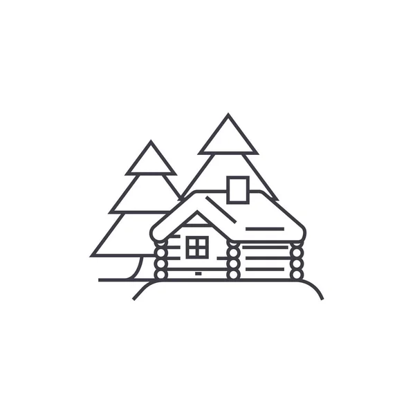 Log cabin vector line icon, sign, illustration on background, editable strokes — Stock Vector