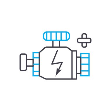 Araba motoru vektör ince çizgi kontur simgesini. Araba motoru anahat illüstrasyon, doğrusal işaret, sembol kavramı.