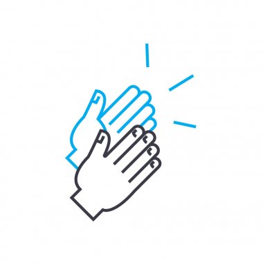 Alkış vektör ince çizgi kontur simgesini. Alkış anahat illüstrasyon, doğrusal işaret, sembol kavramı.