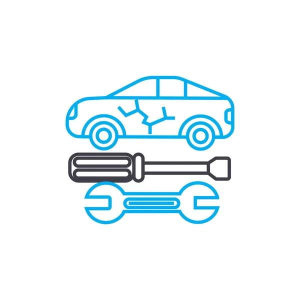 Auto vetor de carroçaria ícone de curso de linha fina. Auto carroçaria ilustração esboço, sinal linear, conceito de símbolo . — Vetor de Stock