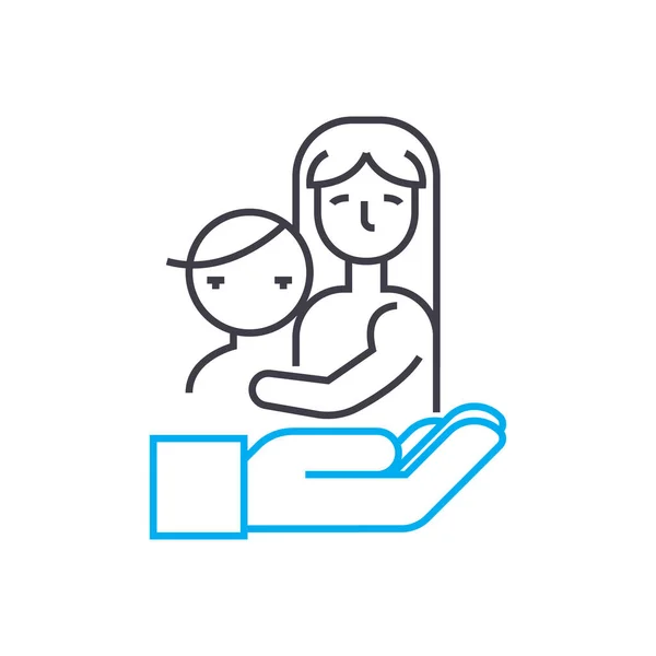 Assicurazione bambini vettore linea sottile icona ictus. Illustrazione del profilo assicurativo per bambini, segno lineare, concetto di simbolo . — Vettoriale Stock