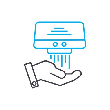 Kuruyan eller ince çizgi kontur simgesini vektör. Kurutma el anahat illüstrasyon, doğrusal işaret, sembol kavramı.