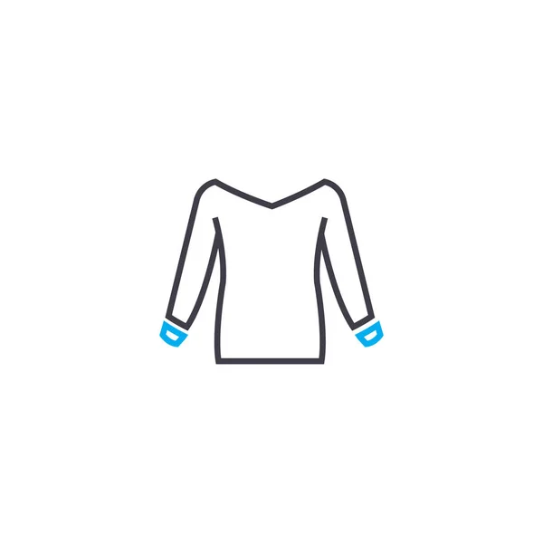 Vetor de camisola de manga longa ícone de traço de linha fina. Manga comprida suéter esboço ilustração, sinal linear, conceito de símbolo . —  Vetores de Stock